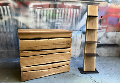 Theke Rustikal aus Eiche mit Totwurmlöchern und Astlöchern