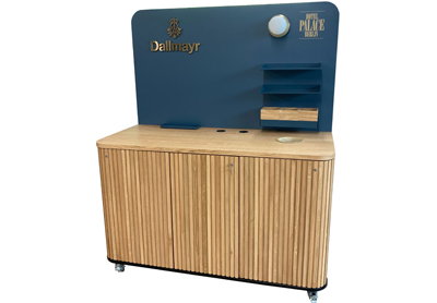 Aluminium Klapptheke Empfamgstheke Modultheke Eiche furniert Streifen